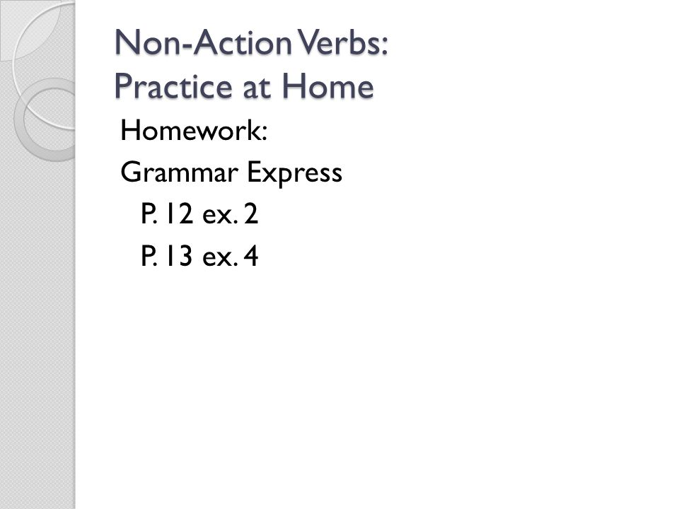 Non-Action Verbs: Practice at Home