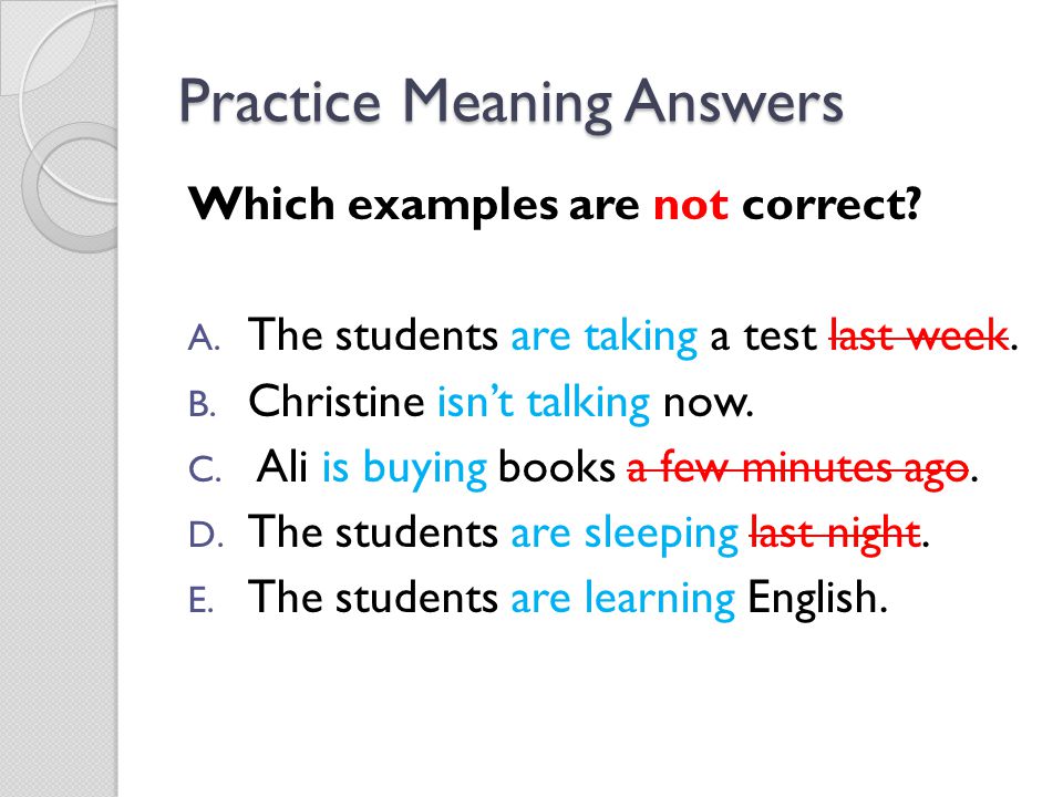 Practice Meaning Answers