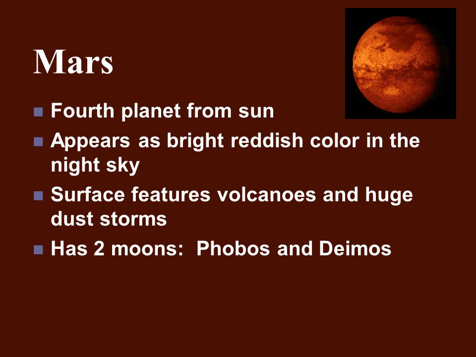 Mars Fourth planet from sun