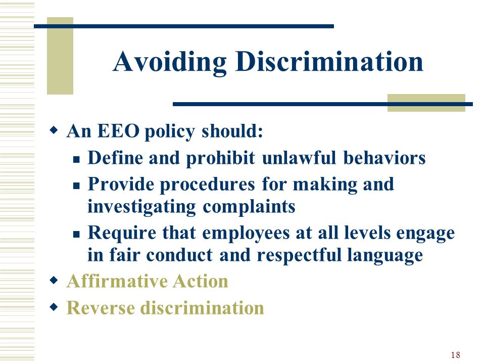 Avoiding Discrimination