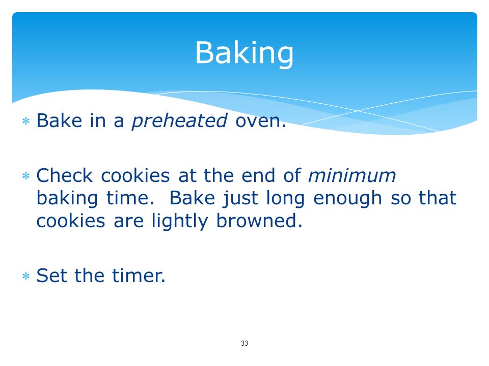 Baking Bake in a preheated oven.