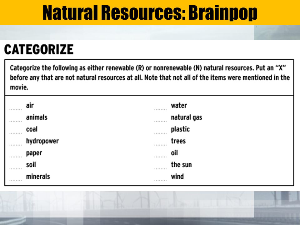 Natural Resources: Brainpop