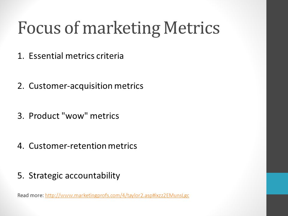 Focus of marketing Metrics
