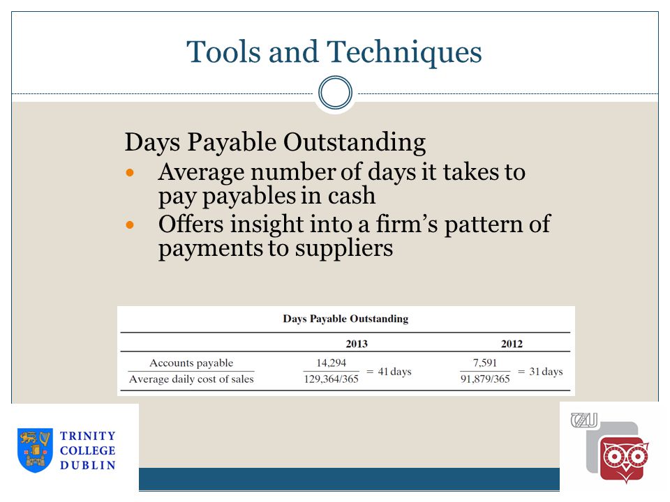 Tools and Techniques Days Payable Outstanding