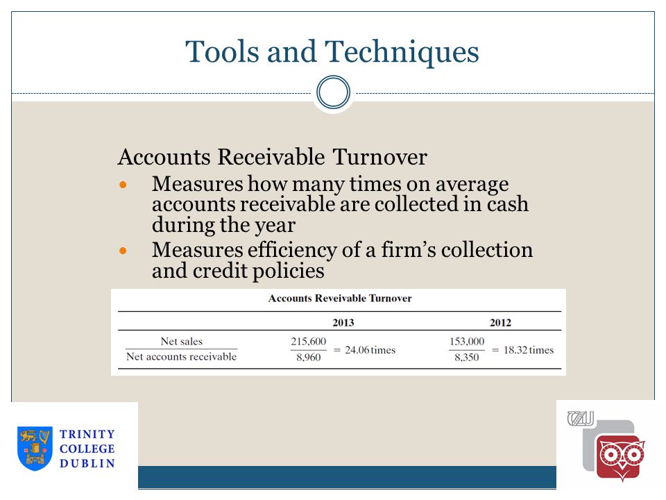 Tools and Techniques Accounts Receivable Turnover