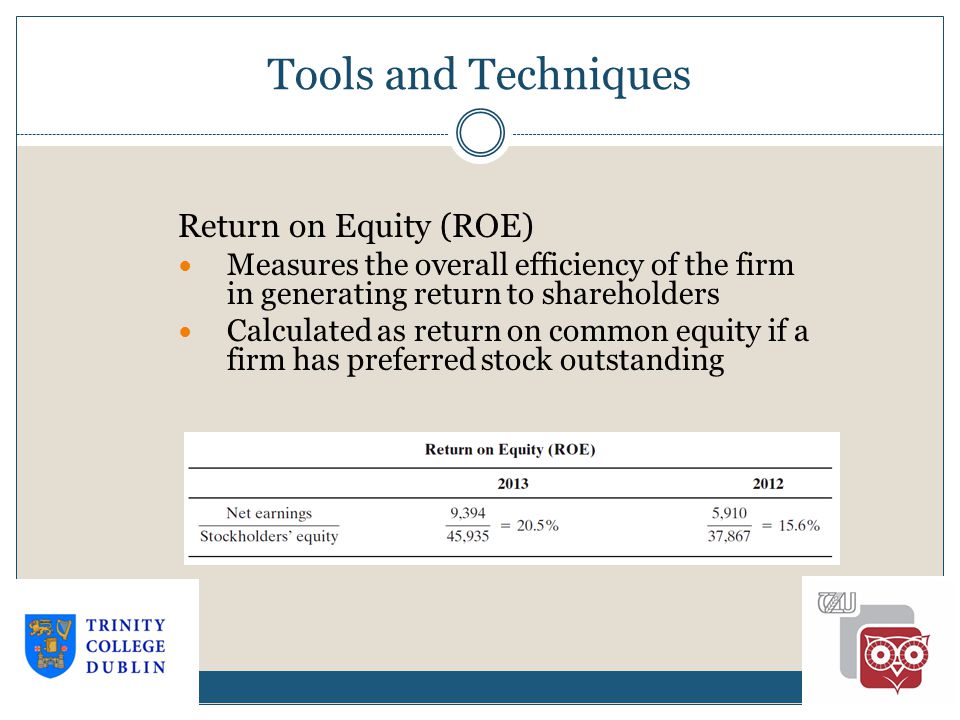Tools and Techniques Return on Equity (ROE)