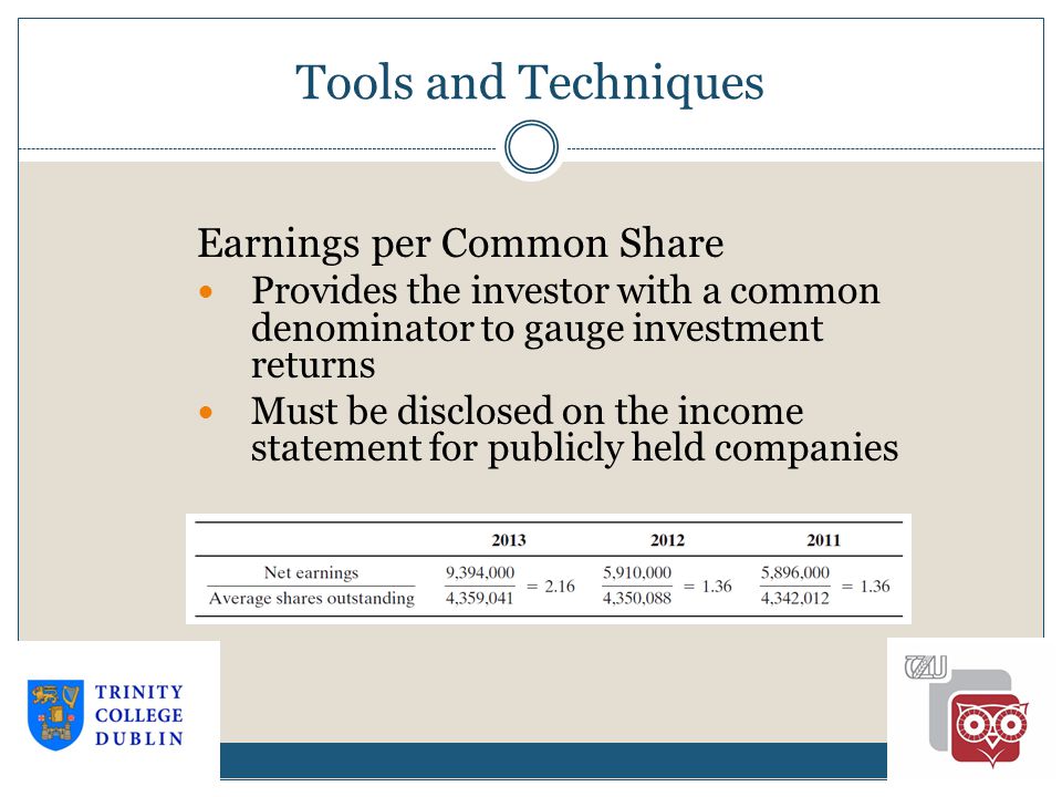 Tools and Techniques Earnings per Common Share