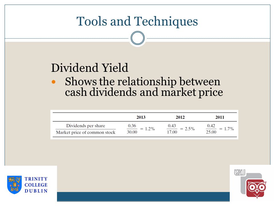 Tools and Techniques Dividend Yield