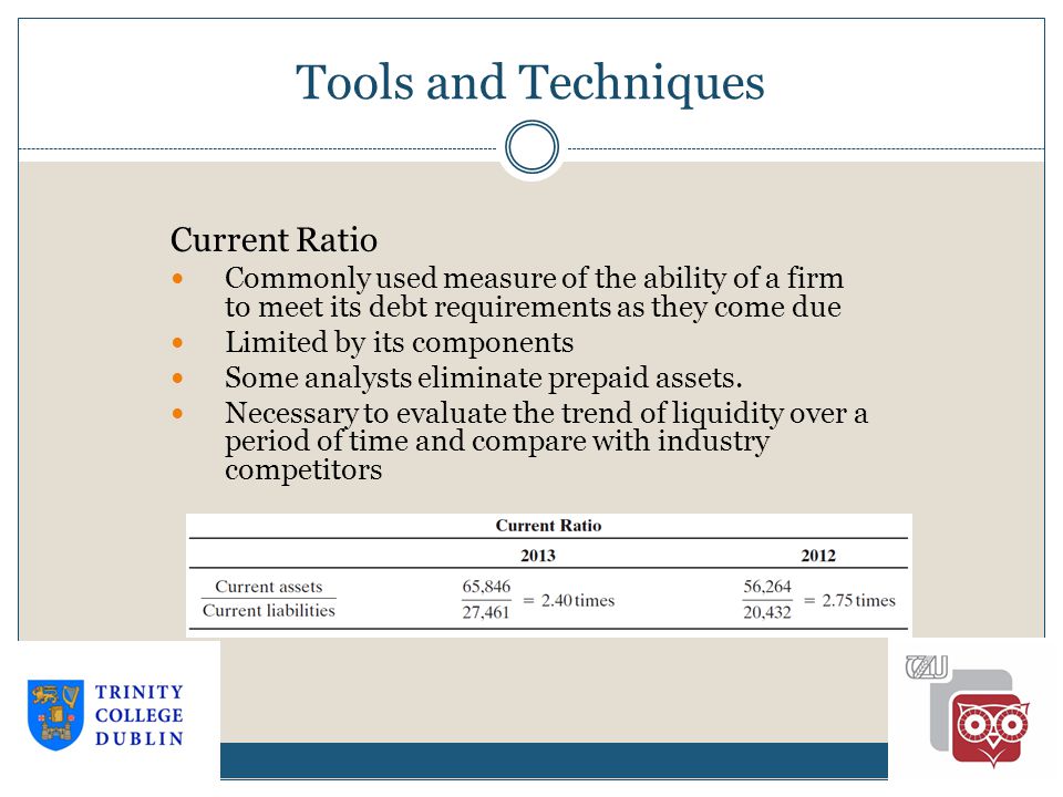 Tools and Techniques Current Ratio