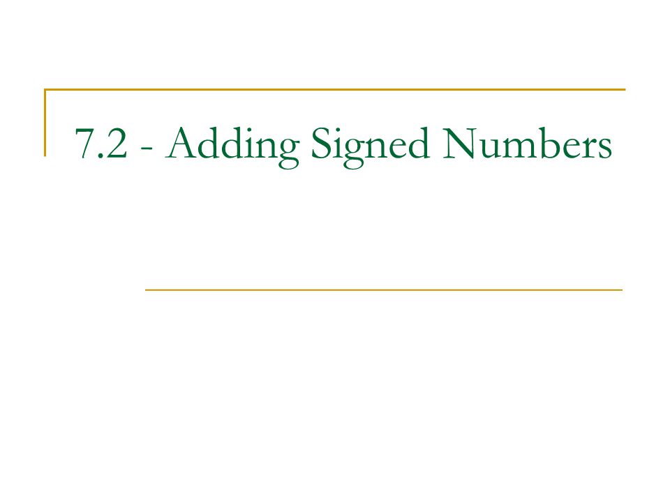 7.2 - Adding Signed Numbers