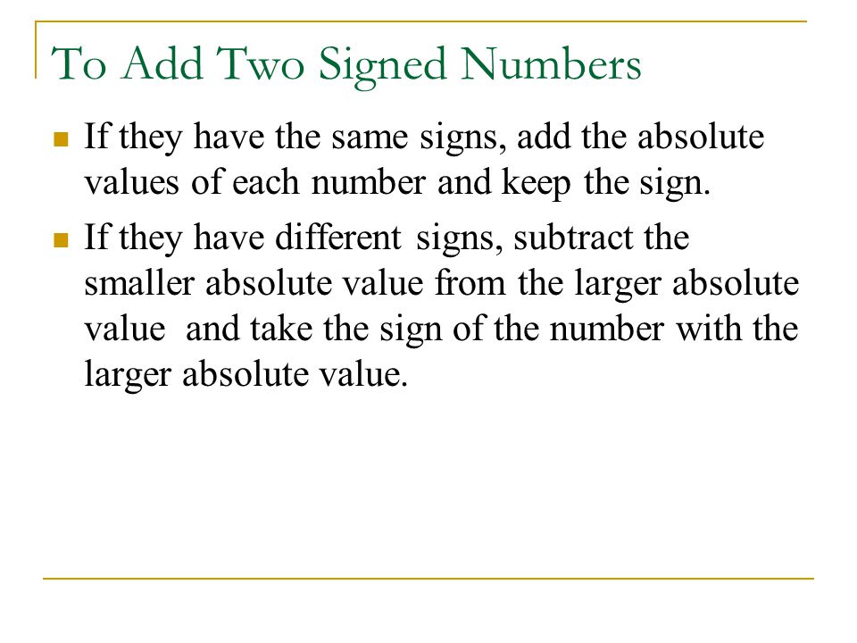 To Add Two Signed Numbers