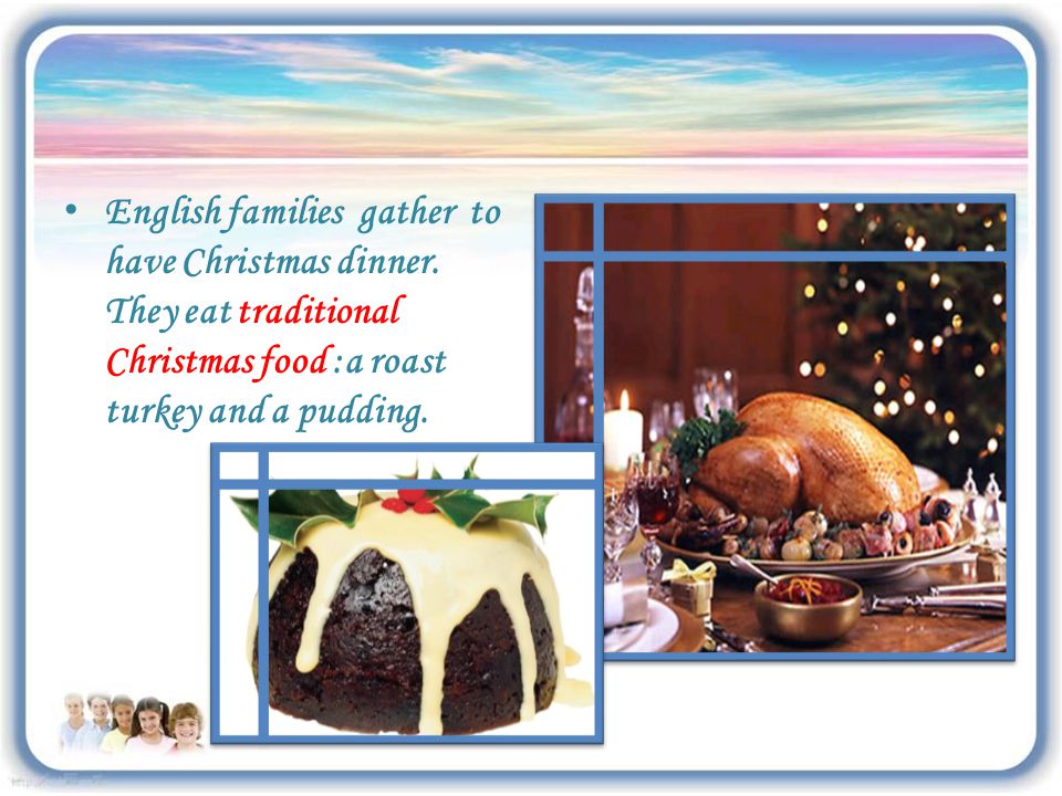 English families gather to have Christmas dinner