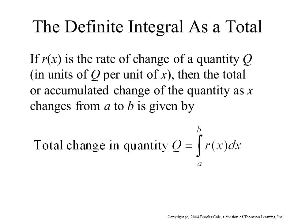 The Definite Integral As a Total