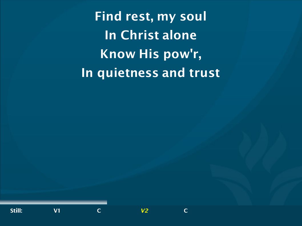 Find rest, my soul In Christ alone Know His pow r,