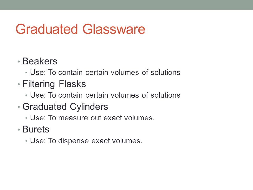 Graduated Glassware Beakers Filtering Flasks Graduated Cylinders