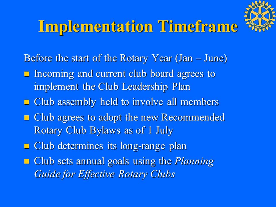 Implementation Timeframe