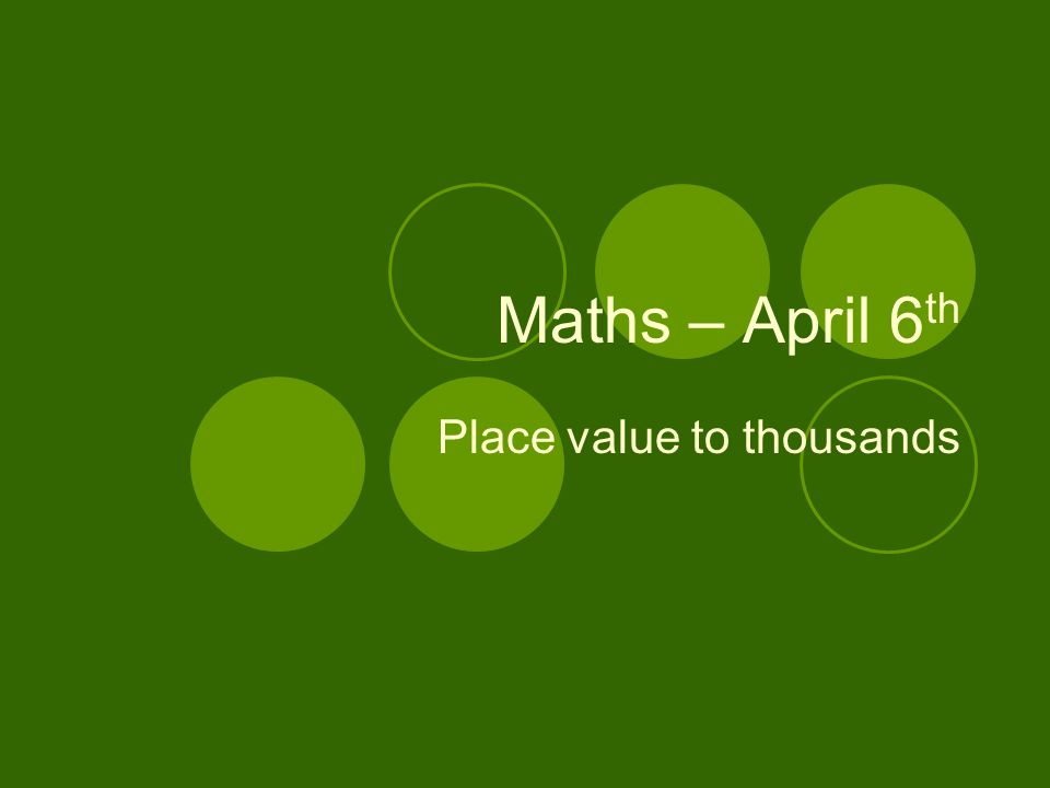 Place value to thousands