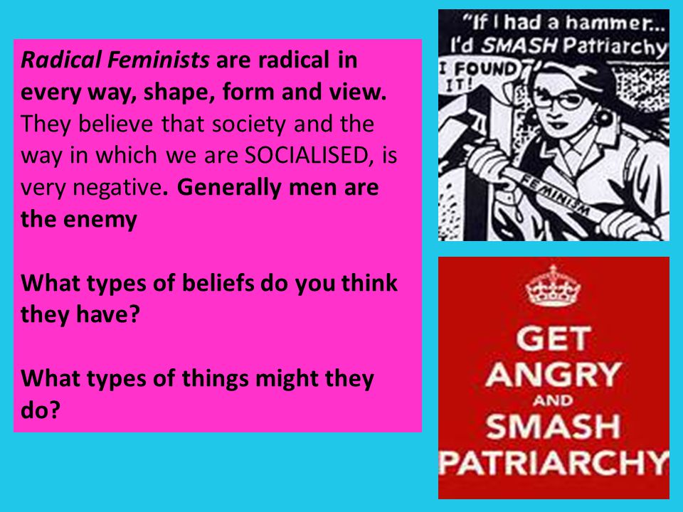 Radical Feminists are radical in every way, shape, form and view
