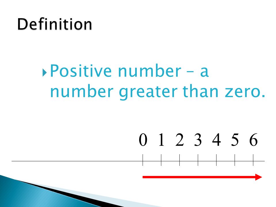 Definition Positive number – a number greater than zero