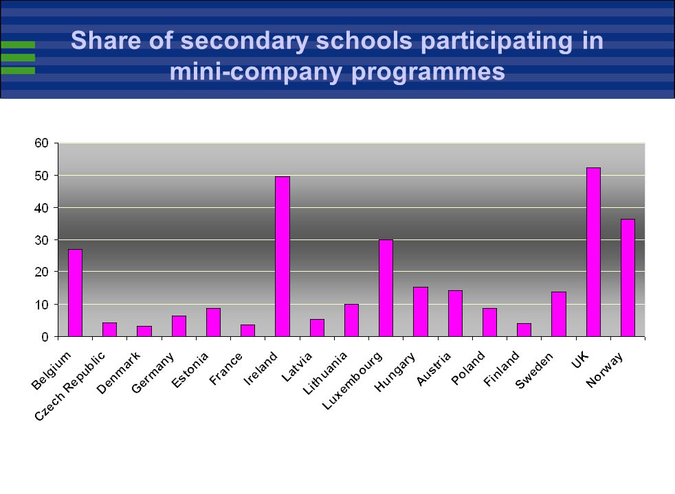 Share of secondary schools participating in mini-company programmes