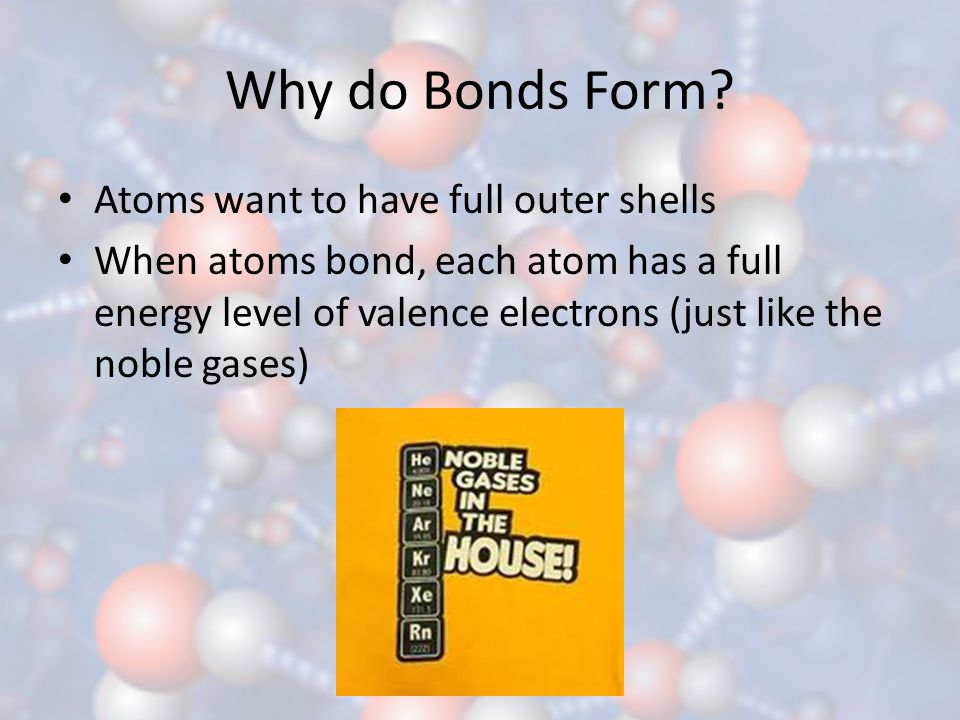 Why do Bonds Form Atoms want to have full outer shells