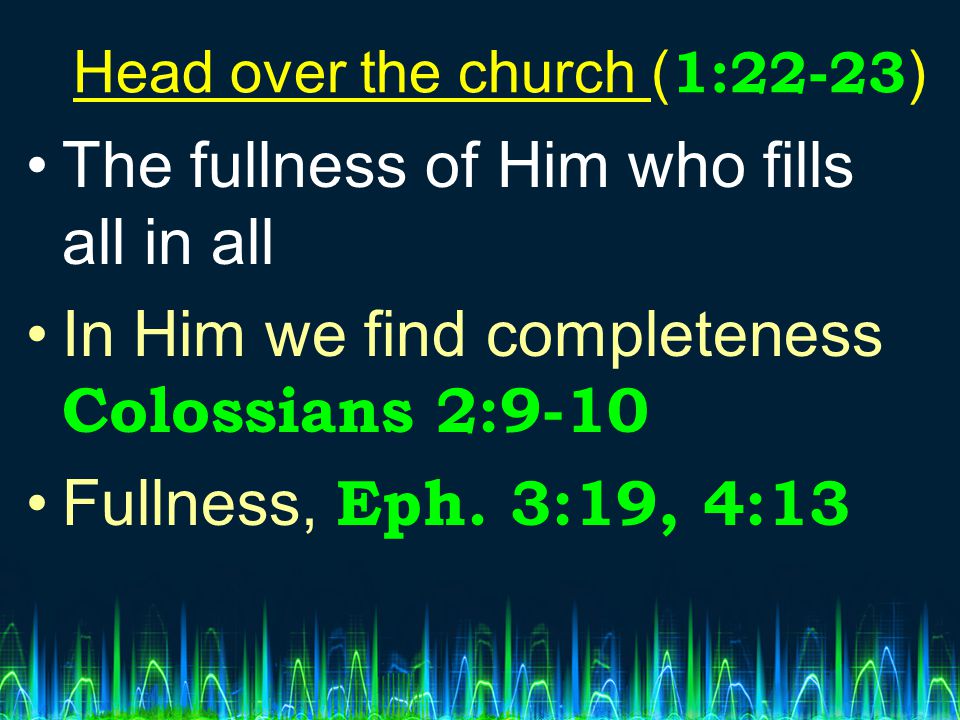 Head over the church (1:22-23)
