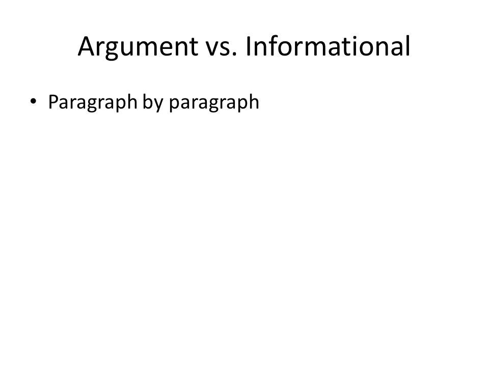 Argument vs. Informational