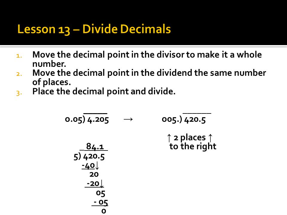 Lesson 13 – Divide Decimals