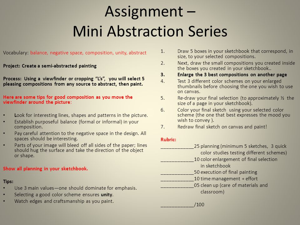 Assignment – Mini Abstraction Series