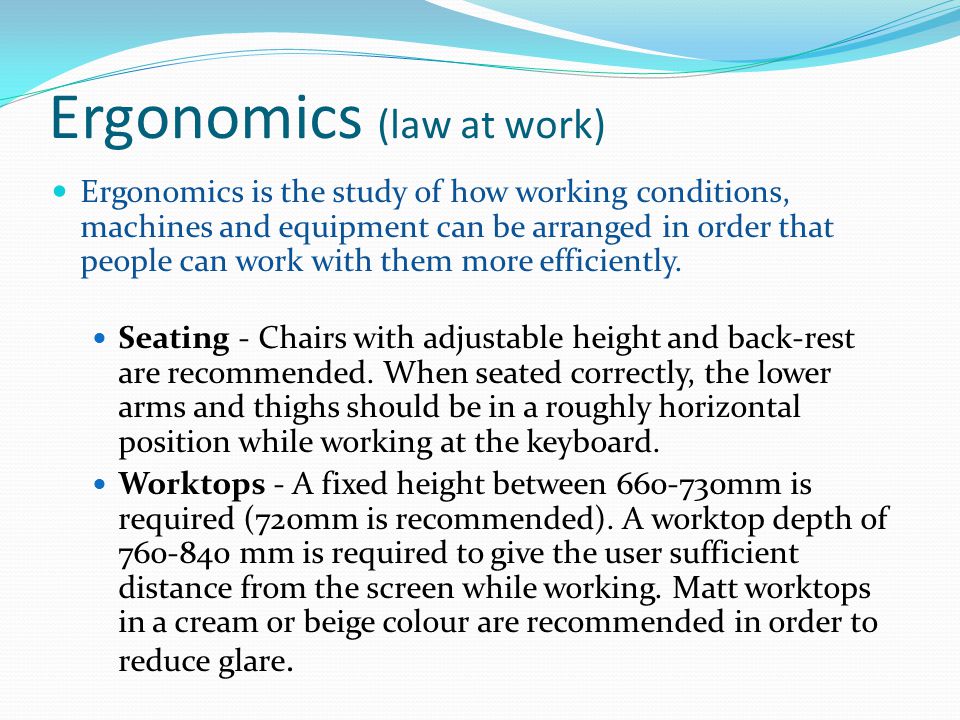 Ergonomics (law at work)