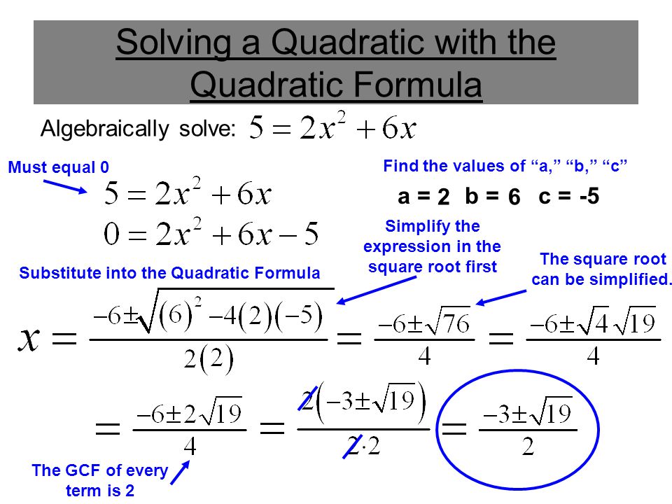 Solving a Quadratic with the Quadratic Formula