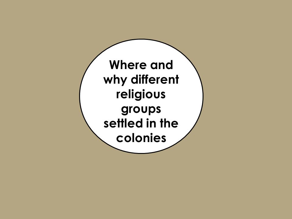 Where and why different religious groups settled in the colonies