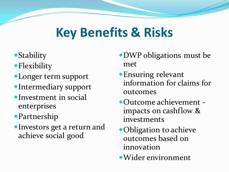 Key Benefits & Risks Stability Flexibility Longer term support