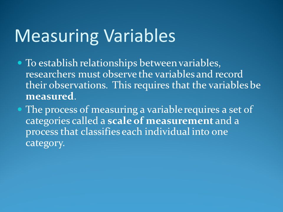 Measuring Variables