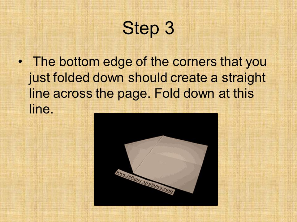 Step 3 The bottom edge of the corners that you just folded down should create a straight line across the page.
