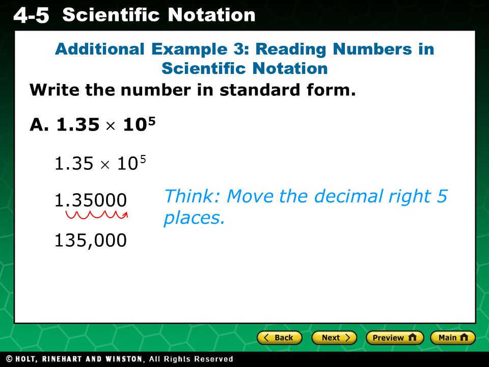 Additional Example 3: Reading Numbers in Scientific Notation