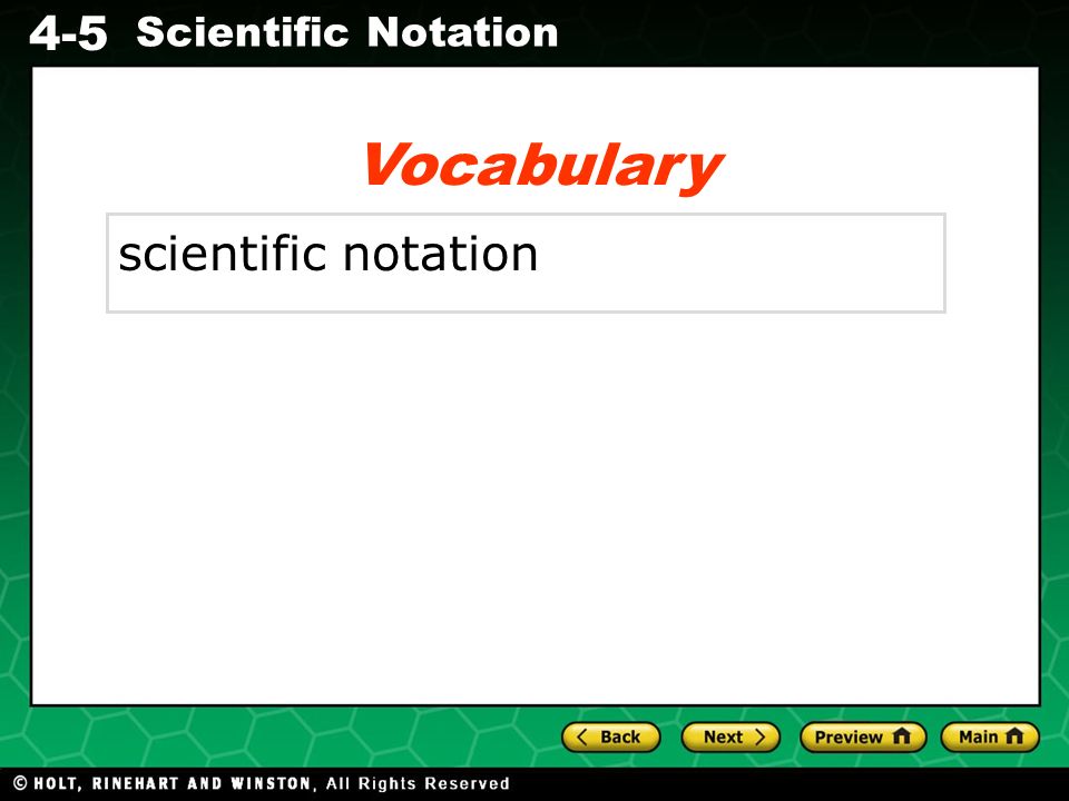 Vocabulary scientific notation
