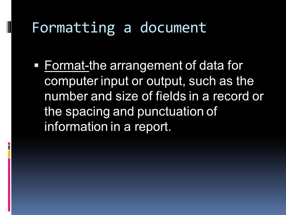 Formatting a document