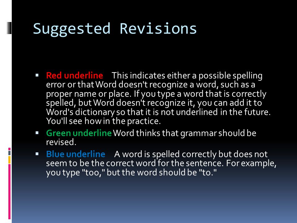 Suggested Revisions