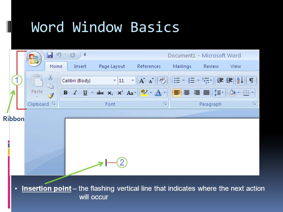 Word Window Basics Ribbon