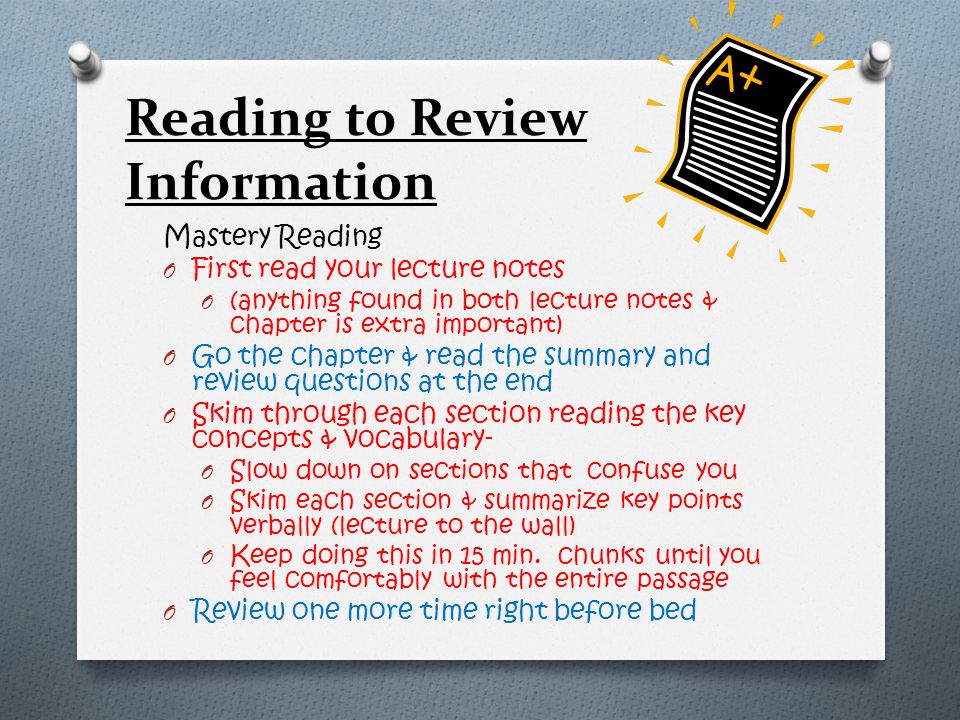 Reading to Review Information