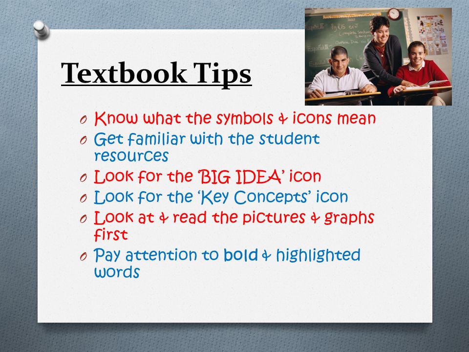 Textbook Tips Know what the symbols & icons mean