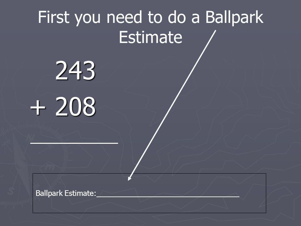 First you need to do a Ballpark Estimate