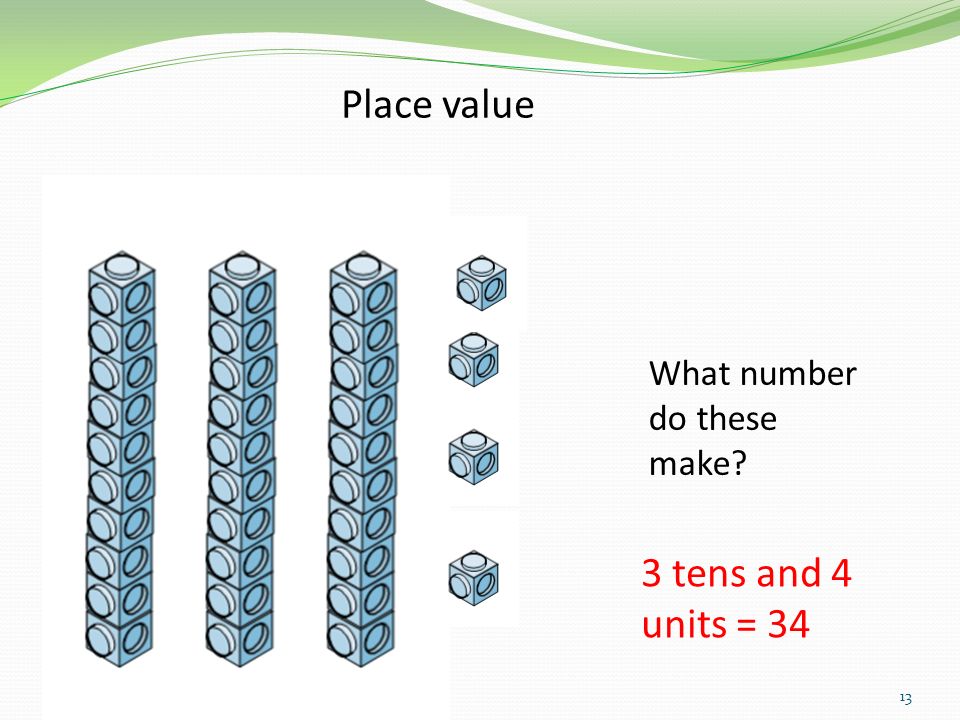 Place value What number do these make 3 tens and 4 units = 34