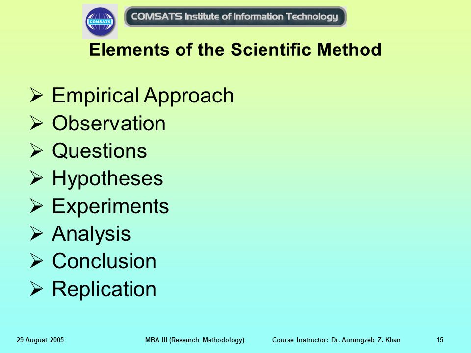 Elements of the Scientific Method