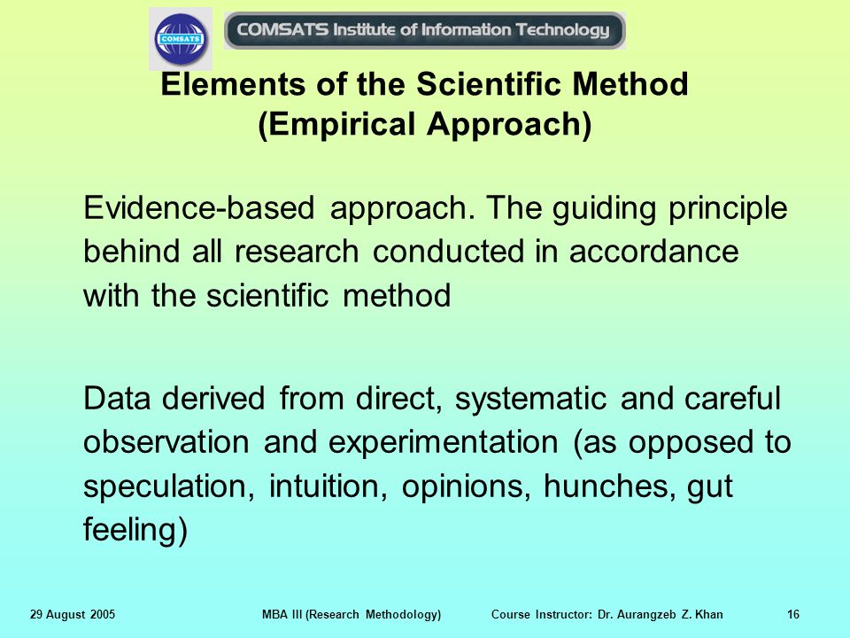 Elements of the Scientific Method (Empirical Approach)