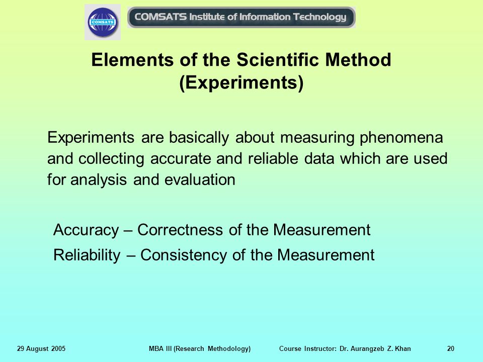 Elements of the Scientific Method (Experiments)