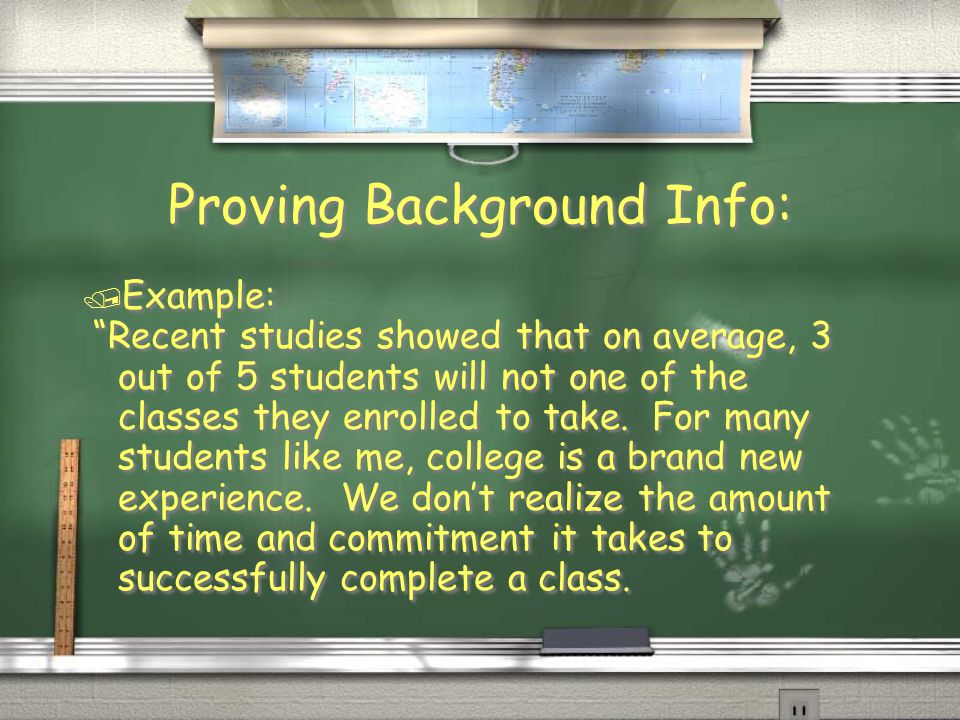 Proving Background Info: