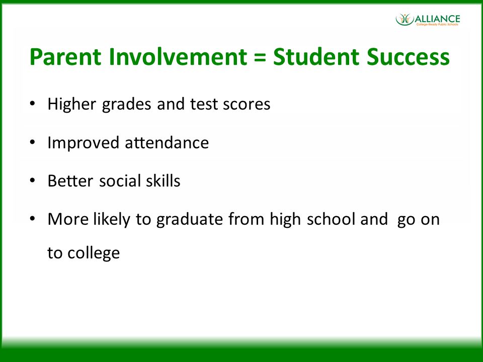 Parent Involvement = Student Success