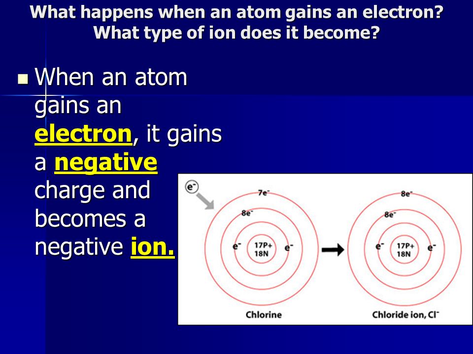 What happens when an atom gains an electron